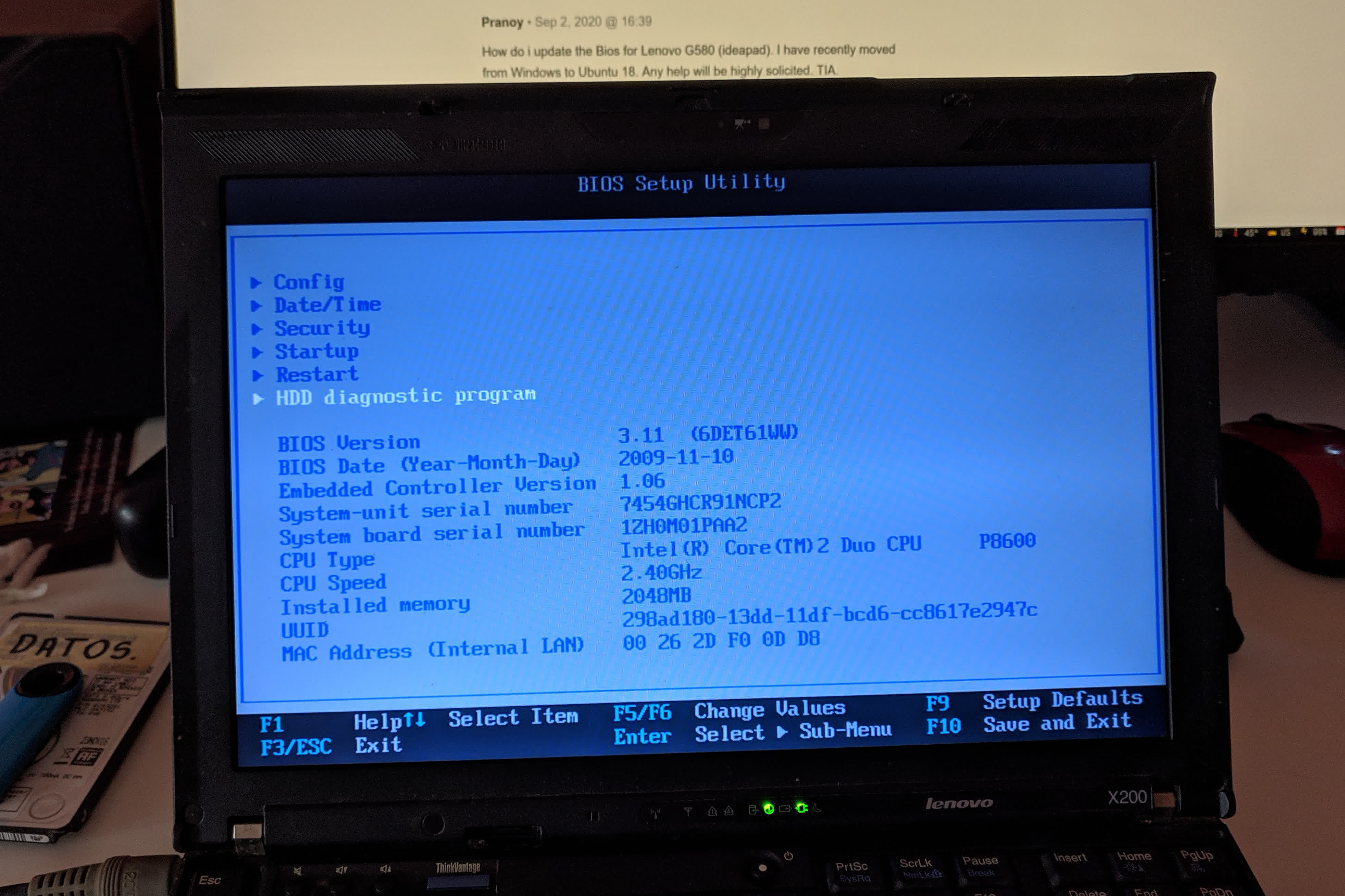 Old bios
version